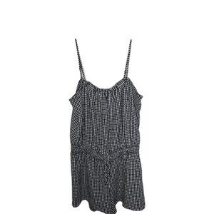 Old Navy Romper Women's XL Pleated Spaghetti Strap Black White Gingham
